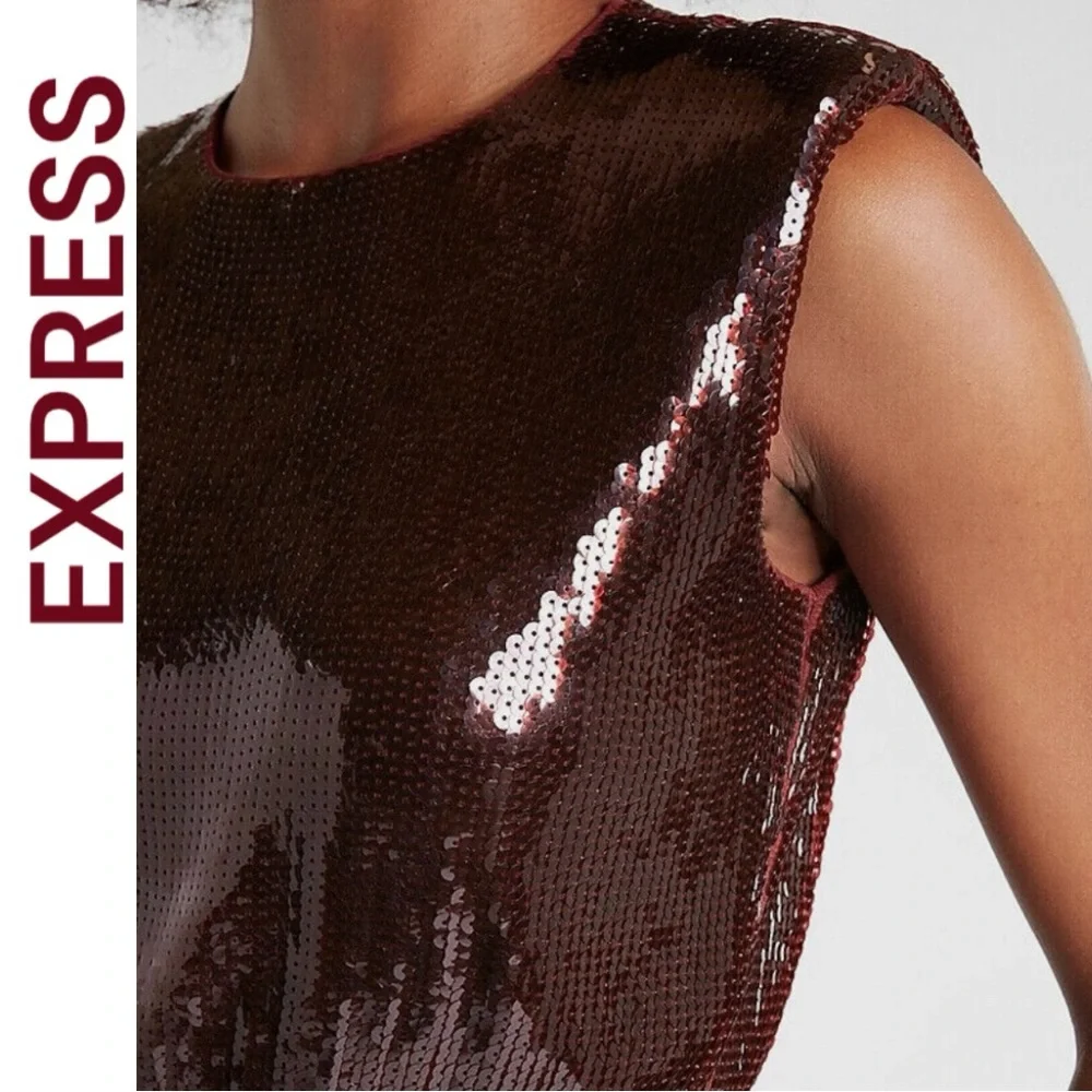 Express Burgundy Sequin Dress NWT - Picture 4 of 16